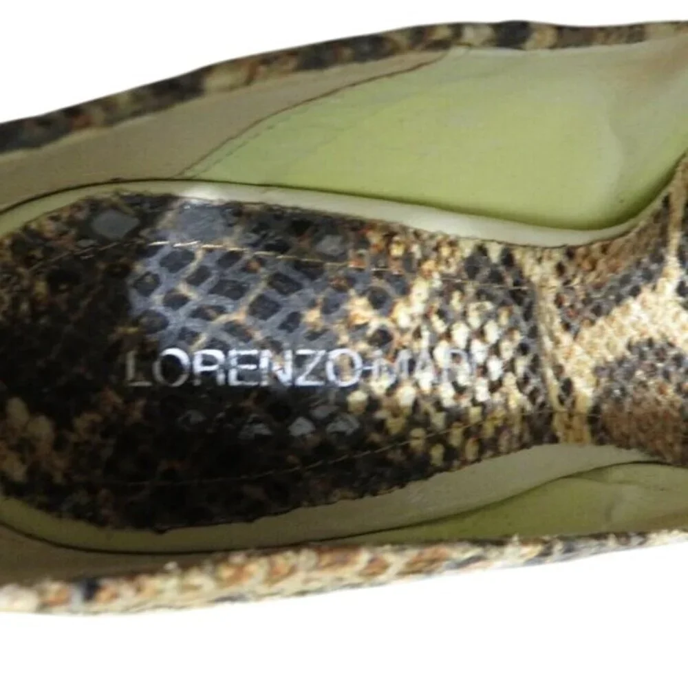 LORENZO MARI Italian Leather Snakeskin Python Embossed Platform Block Heels 38
